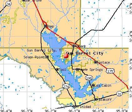 Gun Barrel City, TX map