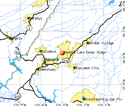 Phoenix Lake-Cedar Ridge, CA map