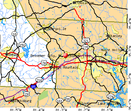 Bessemer City, NC map