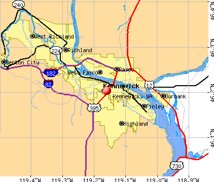 Kennewick, WA map