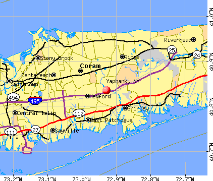 Yaphank, NY map