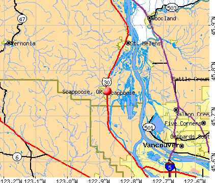 Scappoose, OR map
