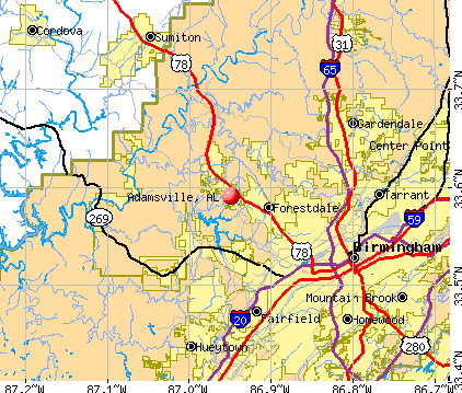 Adamsville, AL map
