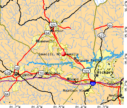 Sawmills, NC map