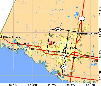 Palmhurst, TX map