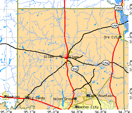 Gilmer, TX map