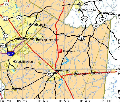 Unionville, NC map