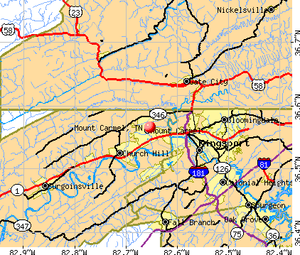Mount Carmel, TN map