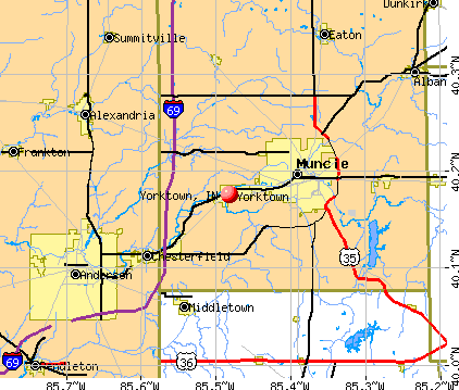Yorktown, IN map