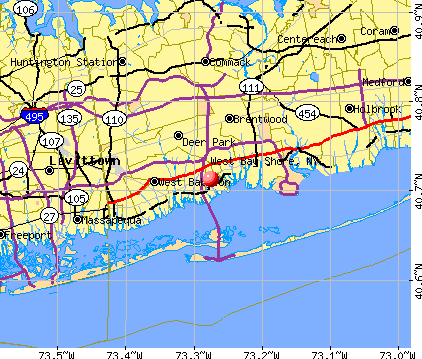 West Bay Shore, NY map