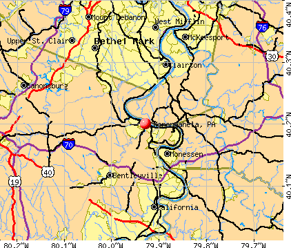 Monongahela, PA map