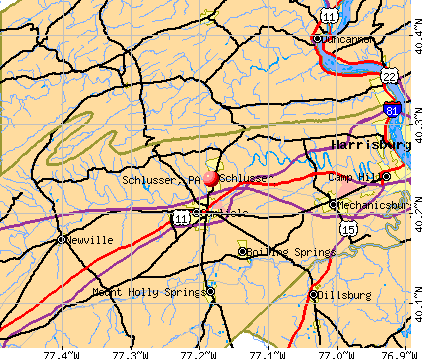 Schlusser, PA map