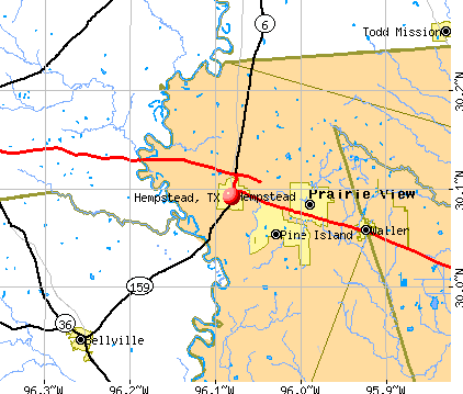 Hempstead, TX map