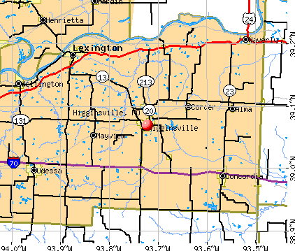Higginsville, MO map