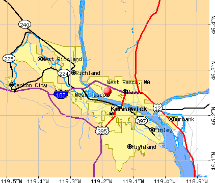 West Pasco, WA map