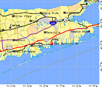 East Moriches, NY map
