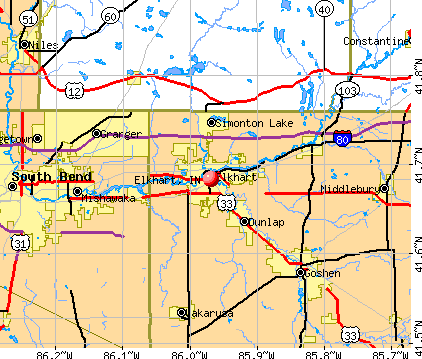 Elkhart, IN map