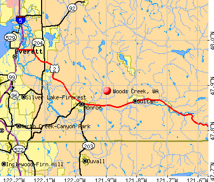 Woods Creek, WA map