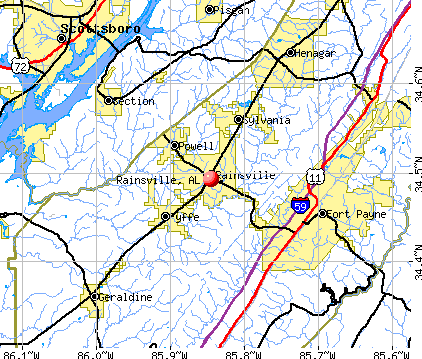 Rainsville, AL map
