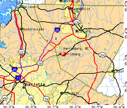Harrisburg, NC map