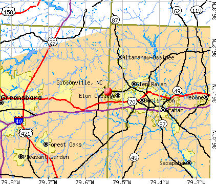 Gibsonville, NC map
