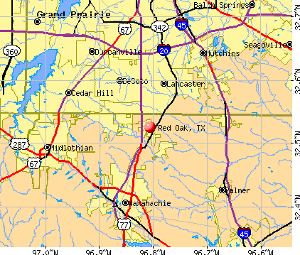 Red Oak, TX map