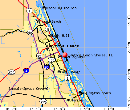 Daytona Beach Shores, FL map