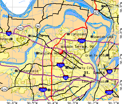 Woodson Terrace, MO map
