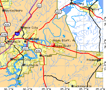 Hokes Bluff, AL map