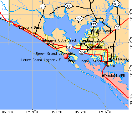 Lower Grand Lagoon, FL map