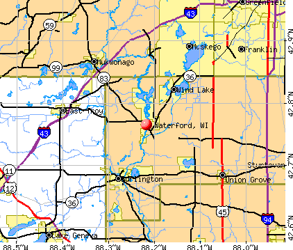 Waterford, WI map