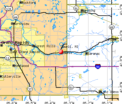 Lowell, MI map