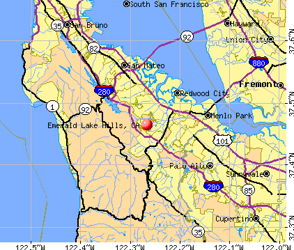 Emerald Lake Hills, CA map