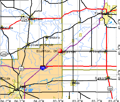 Bluffton, OH map