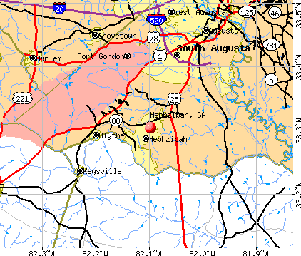 Hephzibah, GA map