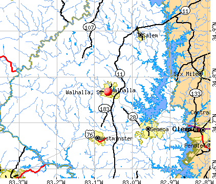 Walhalla, SC map