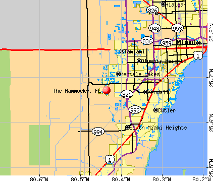 The Hammocks, FL map
