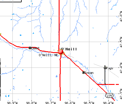 O'Neill, NE map
