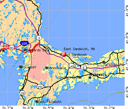 East Sandwich, MA map