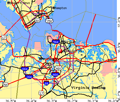 Norfolk, VA map