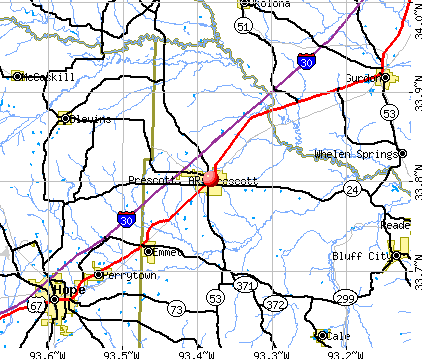 Prescott, AR map