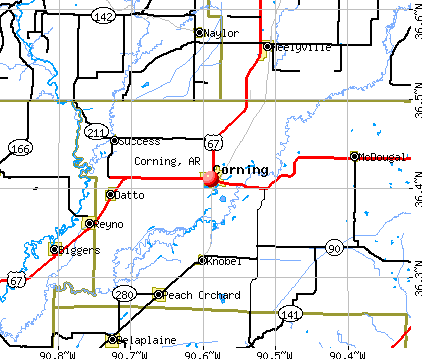 Corning, AR map