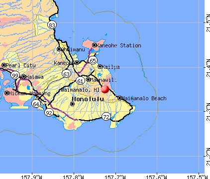 Waimanalo, HI map