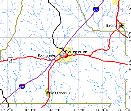 Evergreen, AL map