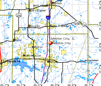 Johnston City, IL map