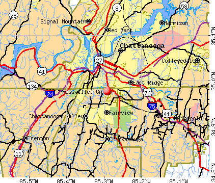 Rossville, GA map