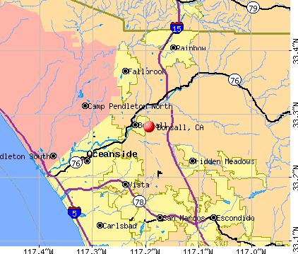 Bonsall, CA map