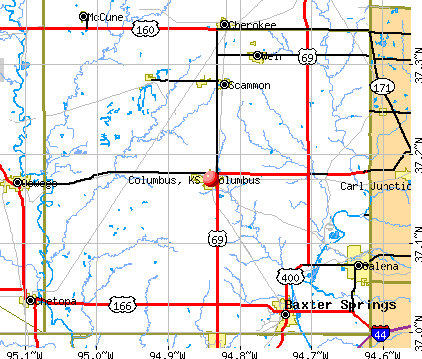 Columbus, KS map
