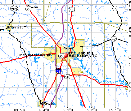 Hattiesburg, MS map