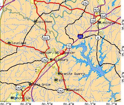 Spencer, NC map